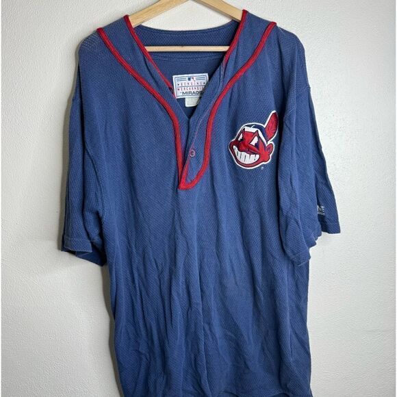 Vintage Cleveland Indians mirage MLb jersey men’s size XL blue - Picture 1 of 5